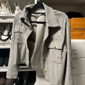 Gray corduroy crop jacket